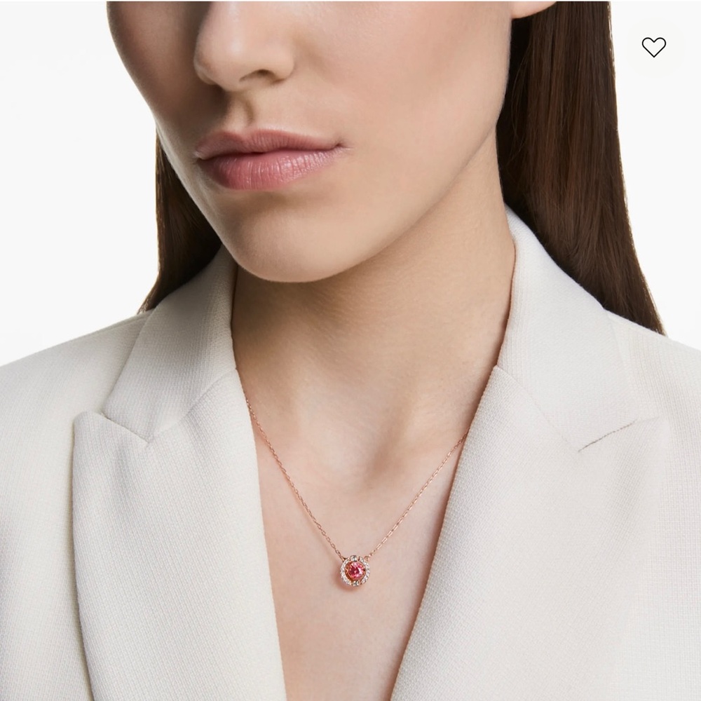 Swarovski Sparkling Dance Necklace Round cutting, red, rose - plated gold tone
